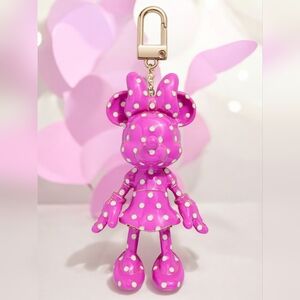 NEW Disney Polka Dot Minnie Mouse Bag Charm Keychain 3.25"x1.75 Licensed Product